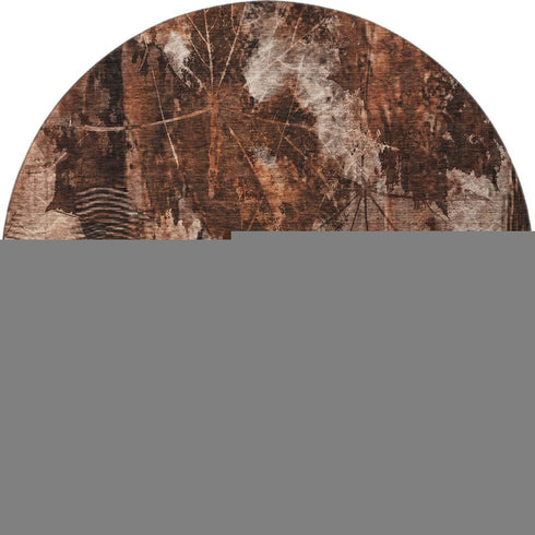 9' X 12' Rust And Ivory Floral Washable Area Rug With UV Protection