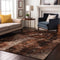 9' X 12' Rust And Ivory Floral Washable Area Rug With UV Protection