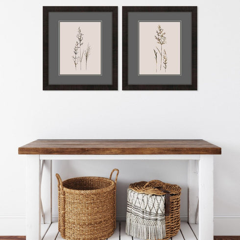 Set Of Two Delicate Stems Brown Framed Wall Art