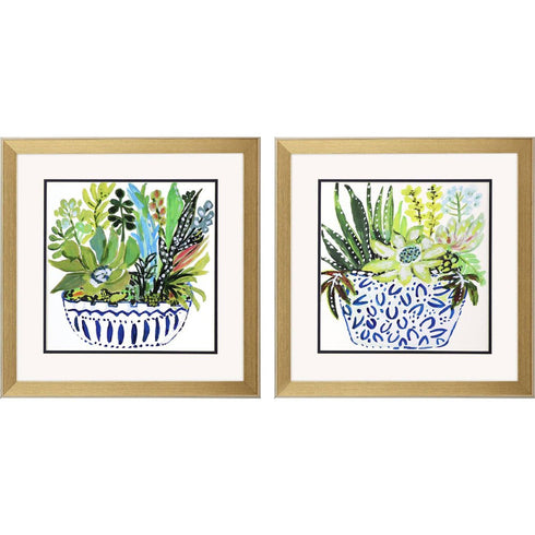 Set Of Two Succulent Garden II Gold Framed Wall Art