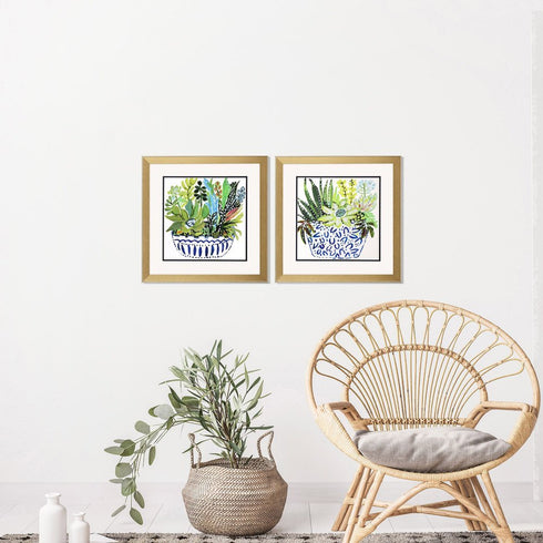 Set Of Two Succulent Garden II Gold Framed Wall Art