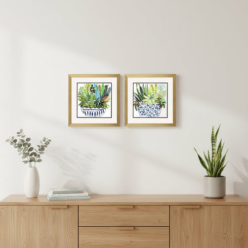 Set Of Two Succulent Garden II Gold Framed Wall Art