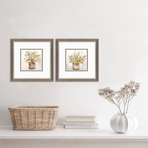 Set Of Two Earthy Garden Silver Framed Wall Art