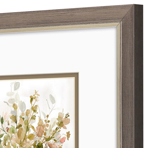 Set Of Two Earthy Garden Silver Framed Wall Art