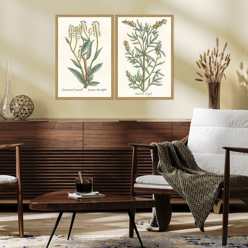 Set Of Two Botanical Plants III Gold Framed Wall Art