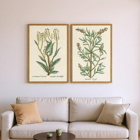 Set Of Two Botanical Plants III Gold Framed Wall Art