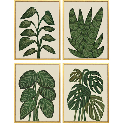 Set Of Four Tropical Abundance Gold Framed Wall Art