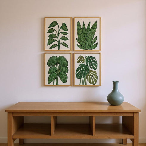 Set Of Four Tropical Abundance Gold Framed Wall Art
