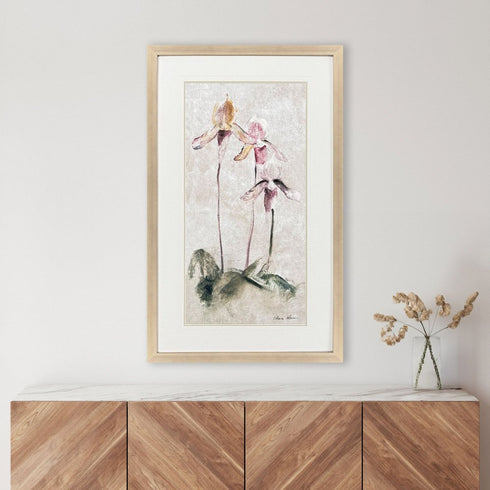 Purple Dancing Orchid I Silver Framed Wall Art