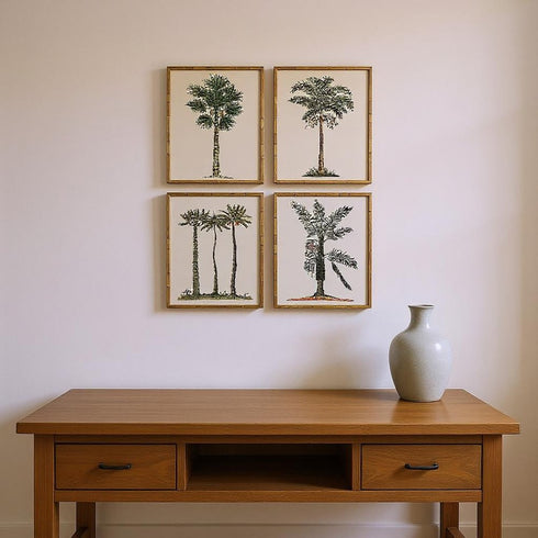 Set Of Four Contemporary Palm II Gold Framed Wall Art