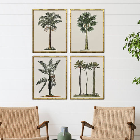 Set Of Four Contemporary Palm II Gold Framed Wall Art