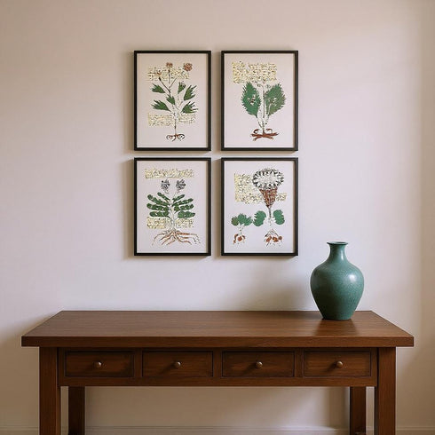 Set Of Four Magical Botany Black Framed Wall Art