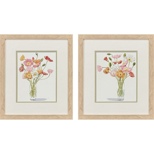 Set Of Two Wiry Poppies Brown Framed Wall Art