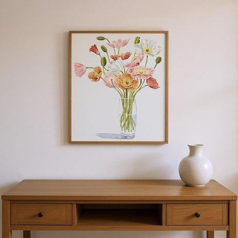 Set Of Two Wiry Poppies Brown Framed Wall Art