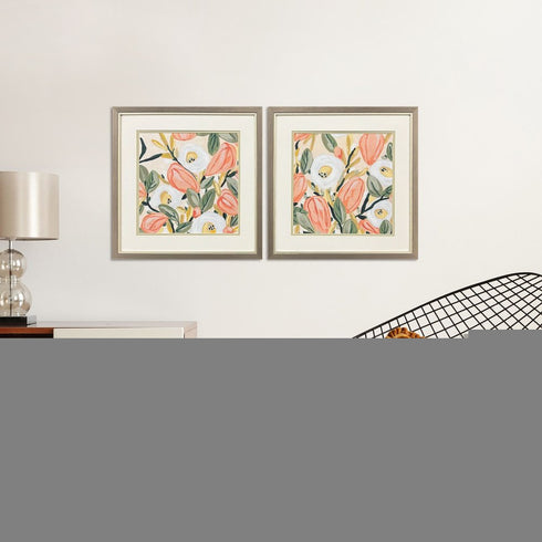 Set Of Two Gleeful Garden Silver Framed Wall Art