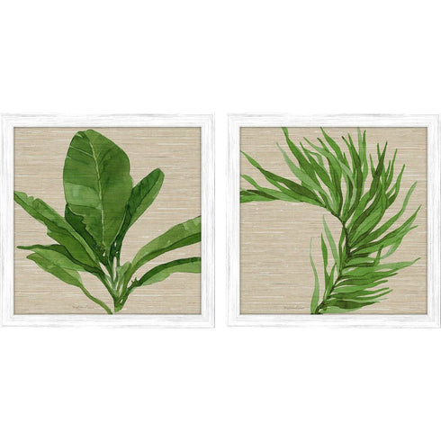 Set Of Two Palm Isle II Distressed White Framed Wall Art