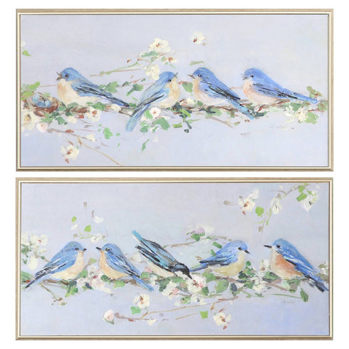 Set Of Two Chatter Branch Brown Framed Wall Art