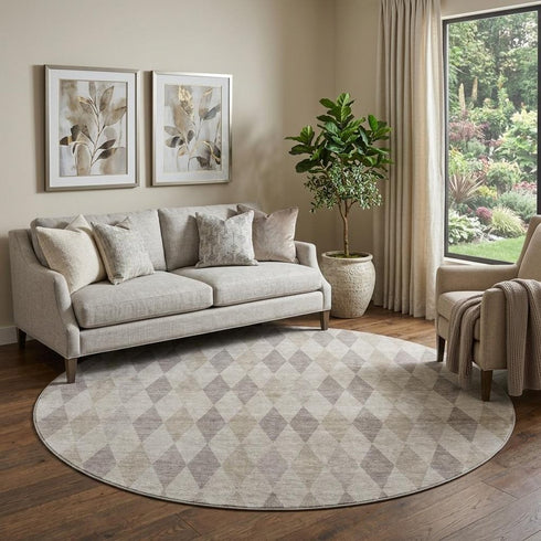 9' X 12' Beige And Gray Geometric Washable Area Rug With UV Protection