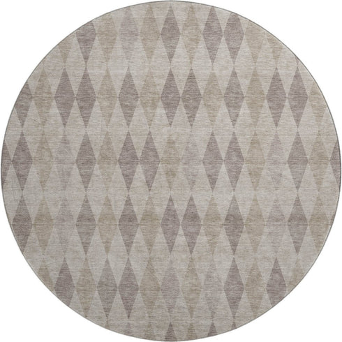 9' X 12' Beige And Gray Geometric Washable Area Rug With UV Protection