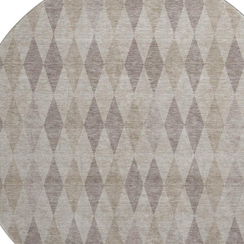 9' X 12' Beige And Gray Geometric Washable Area Rug With UV Protection