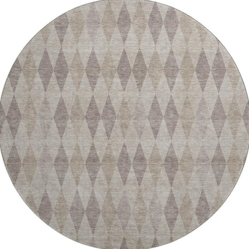 9' X 12' Beige And Gray Geometric Washable Area Rug With UV Protection