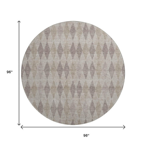 9' X 12' Beige And Gray Geometric Washable Area Rug With UV Protection
