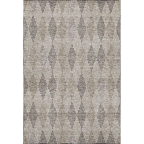 9' X 12' Beige And Gray Geometric Washable Area Rug With UV Protection