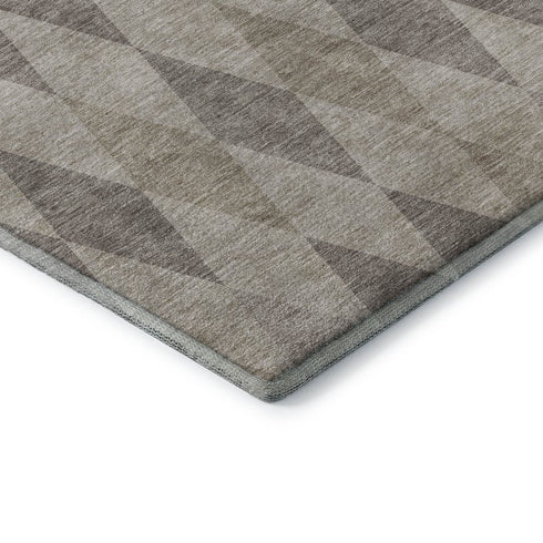 9' X 12' Beige And Gray Geometric Washable Area Rug With UV Protection