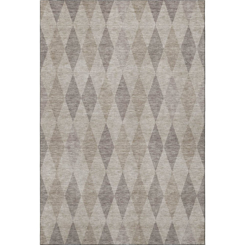 9' X 12' Beige And Gray Geometric Washable Area Rug With UV Protection