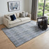 9' X 12' Denim Blue And Ivory Geometric Washable Area Rug With UV Protection