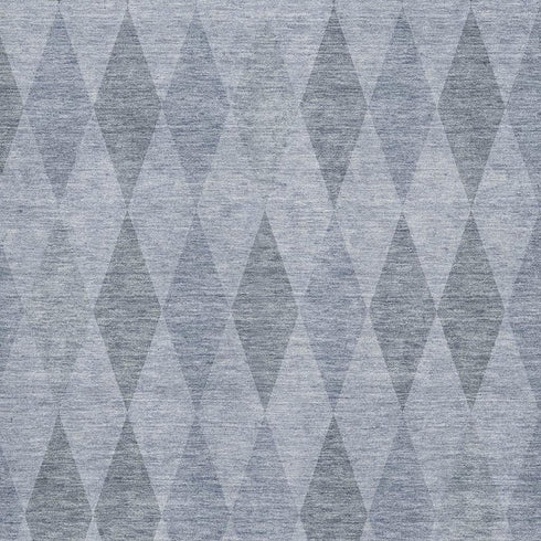 9' X 12' Denim Blue And Ivory Geometric Washable Area Rug With UV Protection