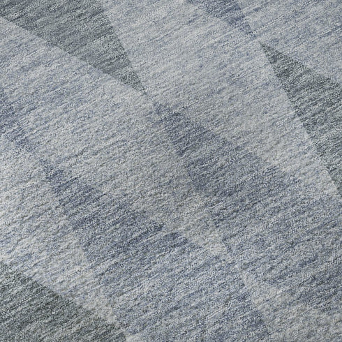 9' X 12' Denim Blue And Ivory Geometric Washable Area Rug With UV Protection
