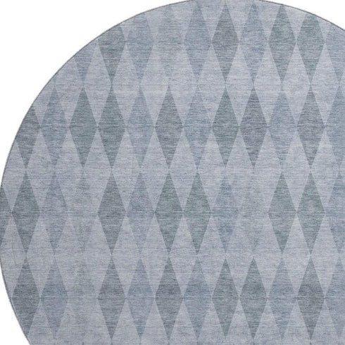 9' X 12' Denim Blue And Ivory Geometric Washable Area Rug With UV Protection