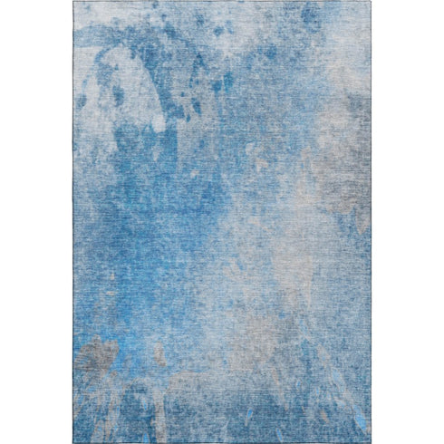 5' X 8' Blue And Gray Abstract Washable Area Rug With UV Protection