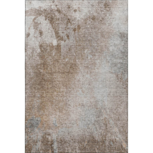 5' X 8' Coffee And Gray Abstract Washable Area Rug With UV Protection