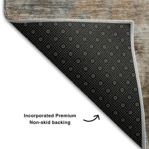 5' X 8' Coffee And Gray Abstract Washable Area Rug With UV Protection