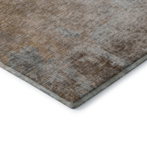 5' X 8' Coffee And Gray Abstract Washable Area Rug With UV Protection