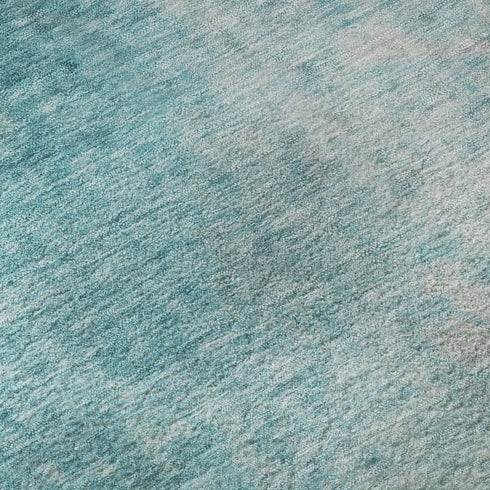 5' X 8' Teal And Gray Abstract Washable Area Rug With UV Protection