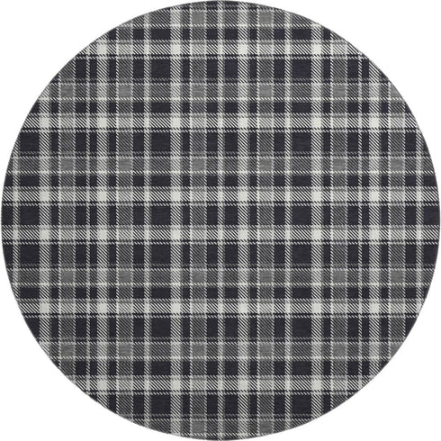 9' X 12' Black And Ivory Plaid Washable Area Rug With UV Protection