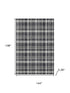9' X 12' Black And Ivory Plaid Washable Area Rug With UV Protection