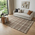 9' X 12' Chocolate And Ivory Plaid Washable Area Rug With UV Protection