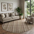 9' X 12' Chocolate And Ivory Plaid Washable Area Rug With UV Protection