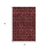 9' X 12' Burgundy Red And Gray Floral Medallion Washable Area Rug With UV Protection