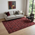 9' X 12' Burgundy Red And Gray Floral Medallion Washable Area Rug With UV Protection
