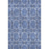 9' X 12' Denim Blue And Ivory Floral Medallion Washable Area Rug With UV Protection