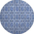 9' X 12' Denim Blue And Ivory Floral Medallion Washable Area Rug With UV Protection