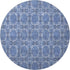 9' X 12' Denim Blue And Ivory Floral Medallion Washable Area Rug With UV Protection
