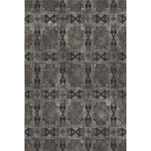 9' X 12' Gray And Charcoal Floral Medallion Washable Area Rug With UV Protection
