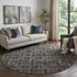 9' X 12' Gray And Charcoal Floral Medallion Washable Area Rug With UV Protection