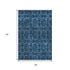 9' X 12' Navy Blue And Gray Floral Medallion Washable Area Rug With UV Protection
